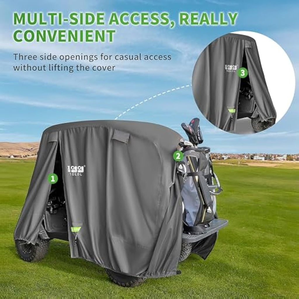 10L0L 4-Passenger Golf Cart Cover | 600D Waterproof Heavy Duty 80" Roof