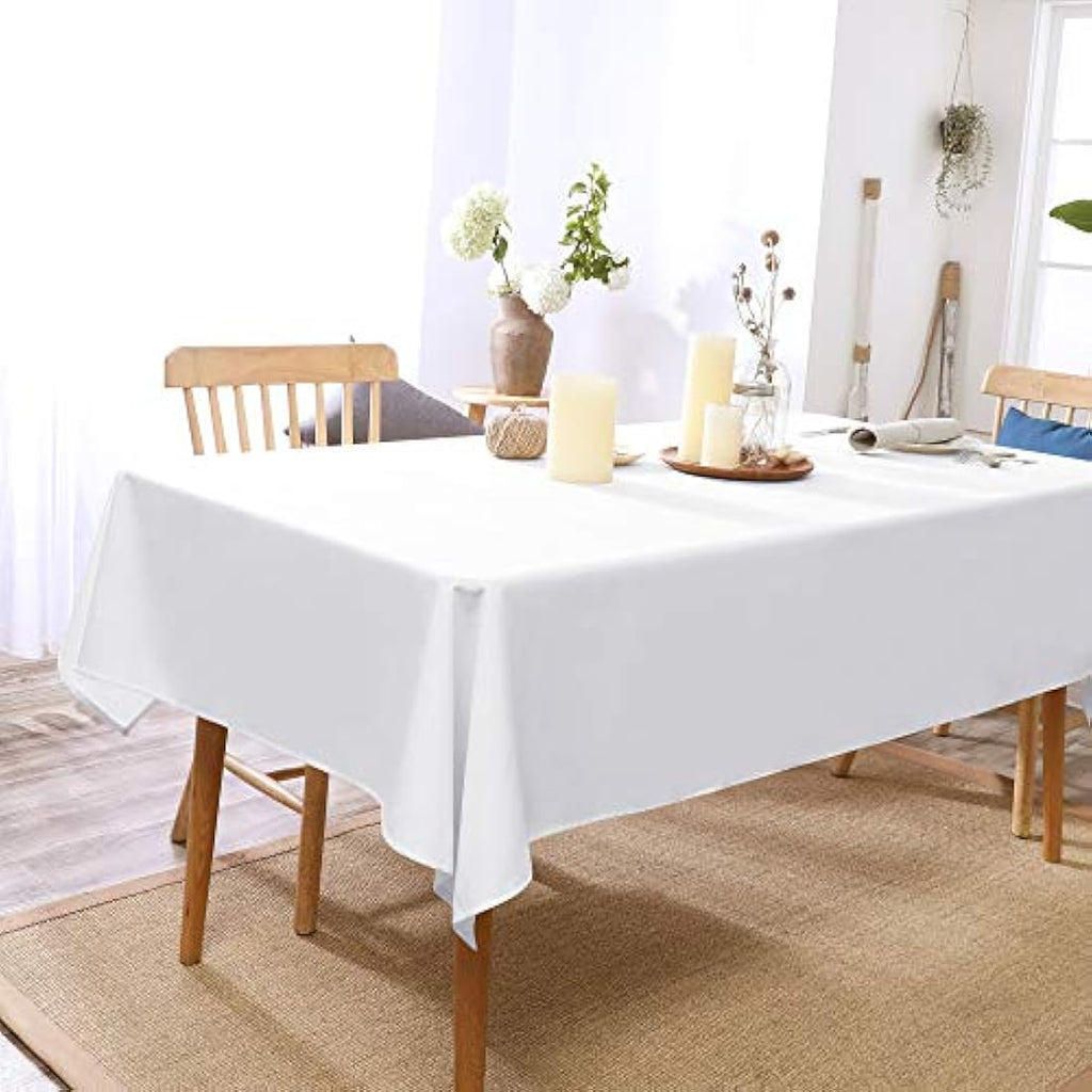 Deconovo Water Resistant Oxford Tablecloth - White Rectangle 52x70in