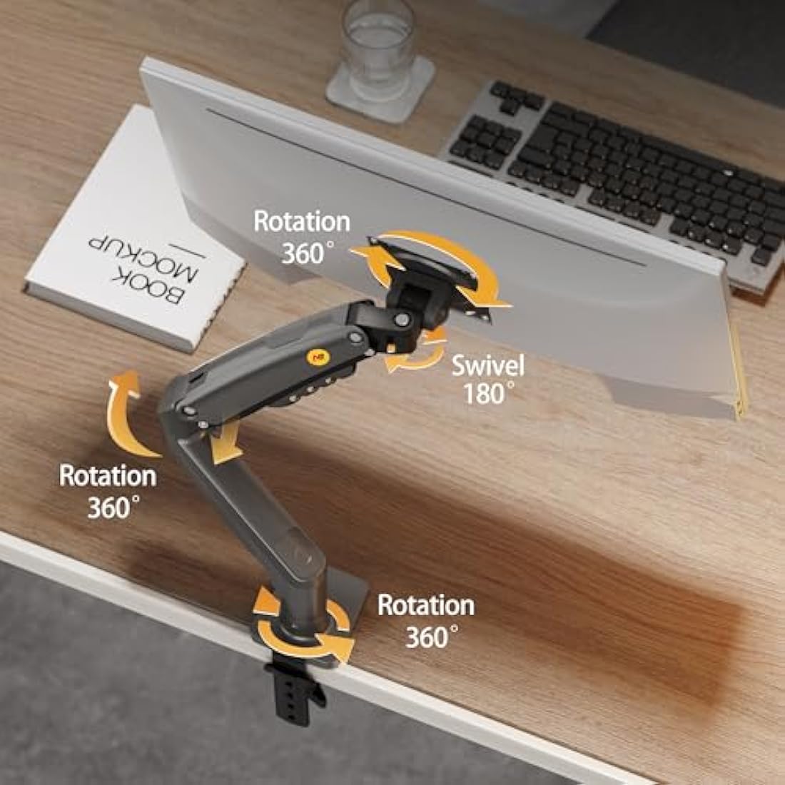 NB North Bayou Gas Spring Monitor Arm for 17-30 Inch Screens | F80 Mount