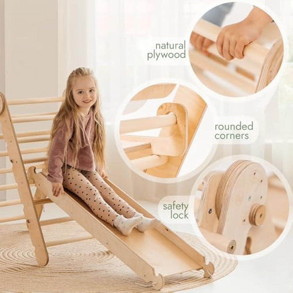 5-in-1 Montessori Wooden Climbing Frame for Toddlers