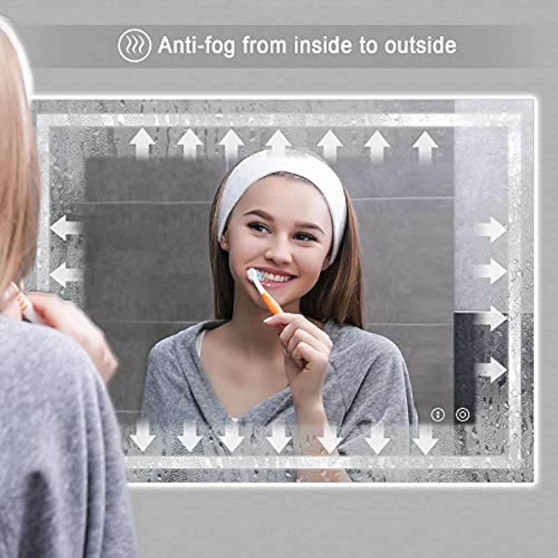 Dripex LED Bathroom Mirror | Dimmable Anti-Fog Wall Vanity Mirror, 50x70cm