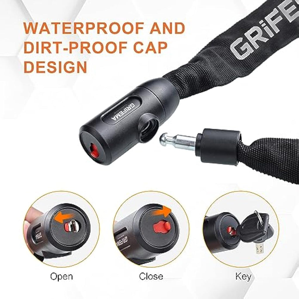 GRIFEMA Heavy Duty Bike Chain Lock – 120cm High Security with 2 Keys