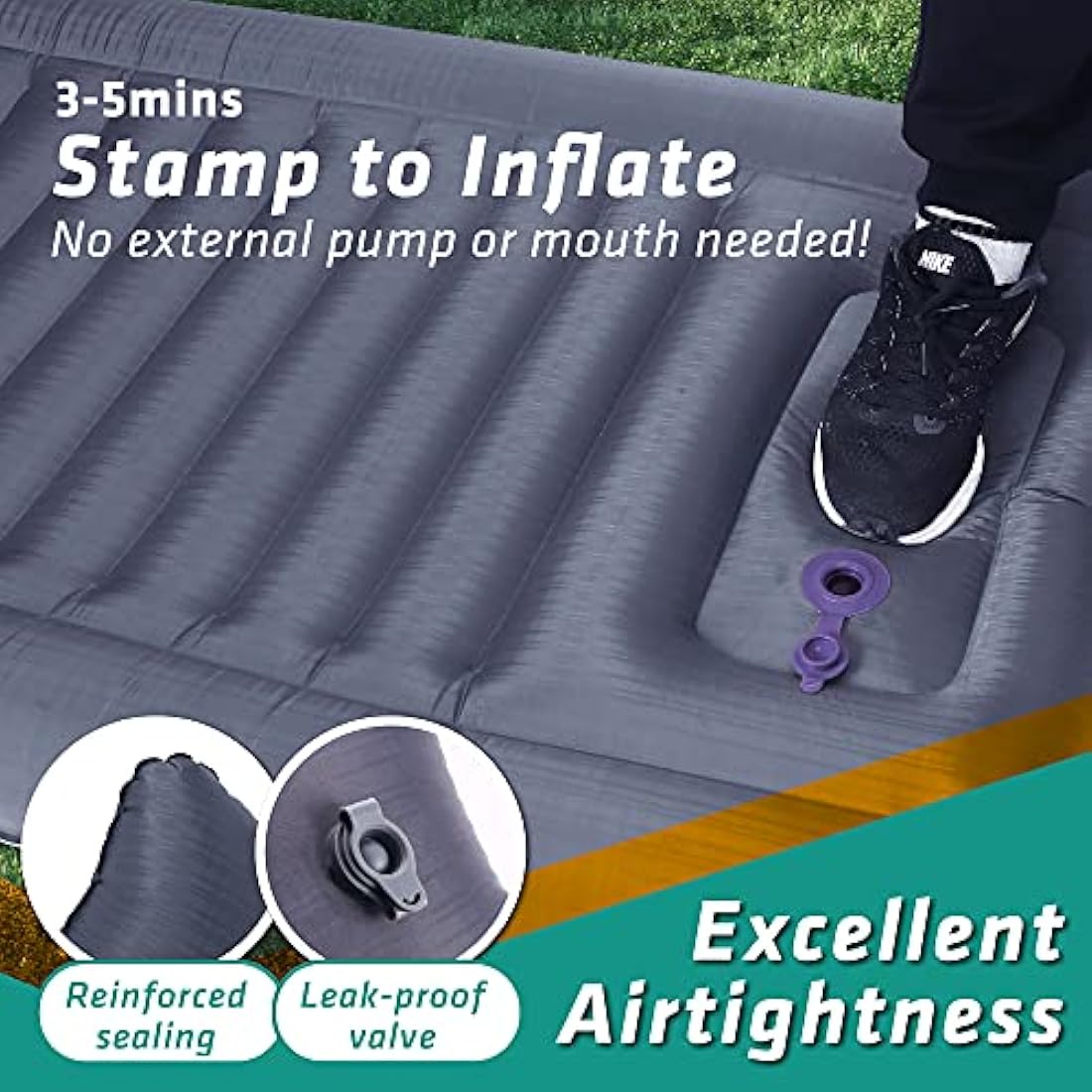 Trekology UL140 Inflatable Sleeping Pad with Built-in Foot Pump