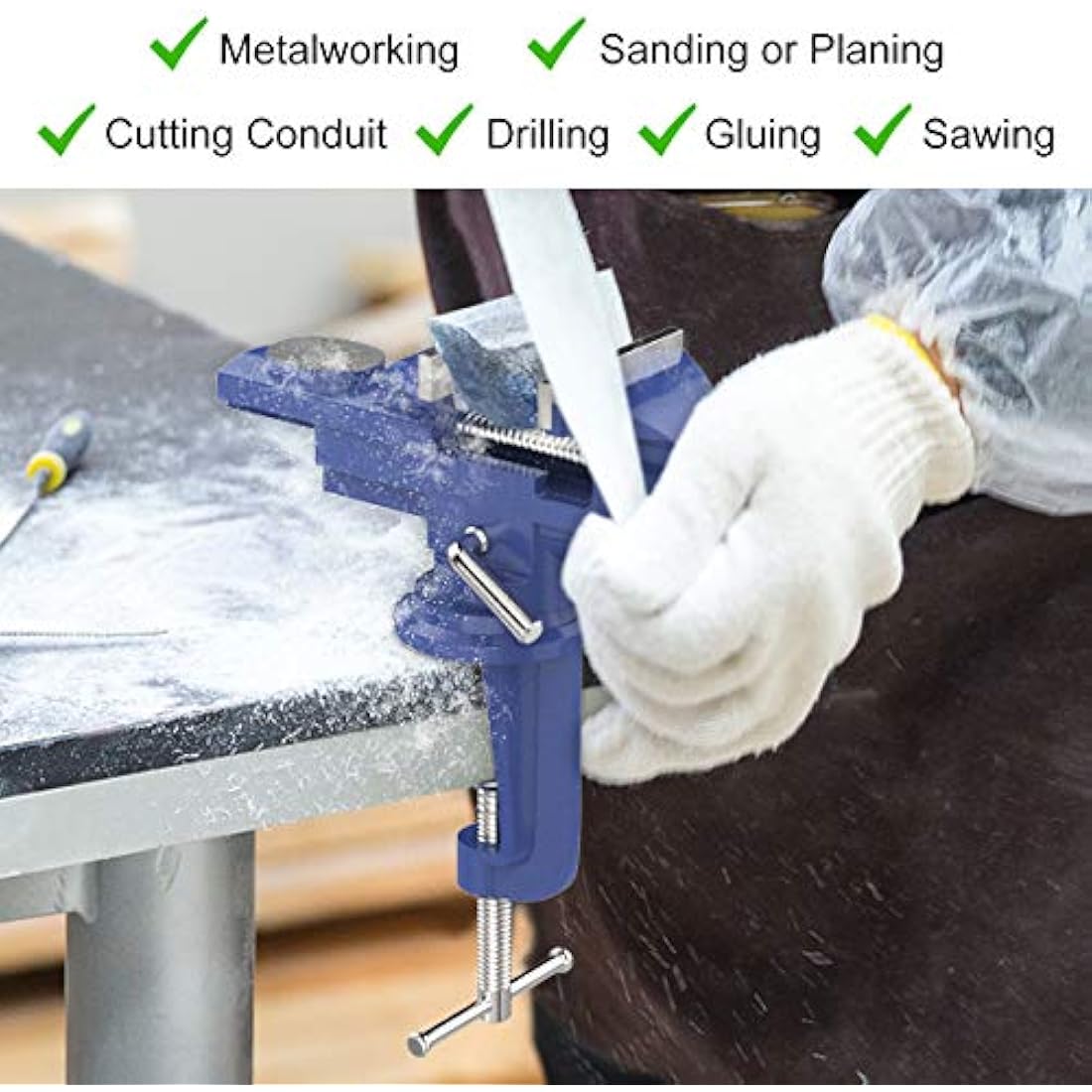 Housolution 3 Inch Universal Table Vise | 360° Swivel Bench Clamp