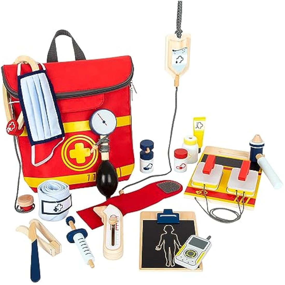 Small Foot Emergency Doctor's Backpack - 17pc Medical Toy Playset