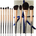ENZO KEN Natural Sable Hair Makeup Brush Set | Professional 15pc Black Gold