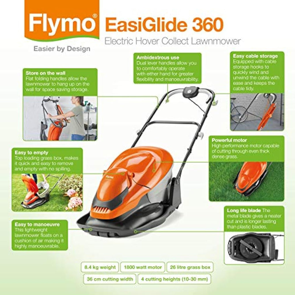 Flymo EasiGlide 360 Hover Lawn Mower | 36cm Cutting Width | 2000W