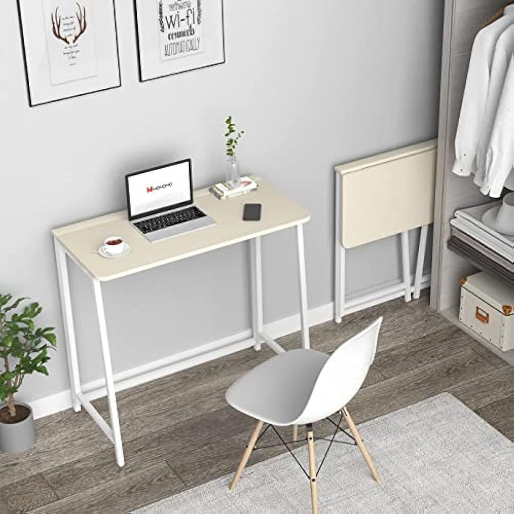 Folding Desk – 80cm Small Space Saving Computer Table, Oak