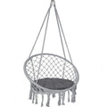 VOUNOT Macrame Hammock Swing Chair with Round Seat Cushion - Grey