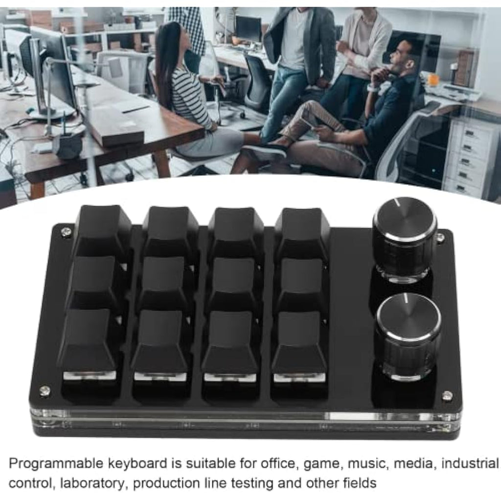 zalati 12-Key Programmable Mechanical Macro Pad with Knob - Black