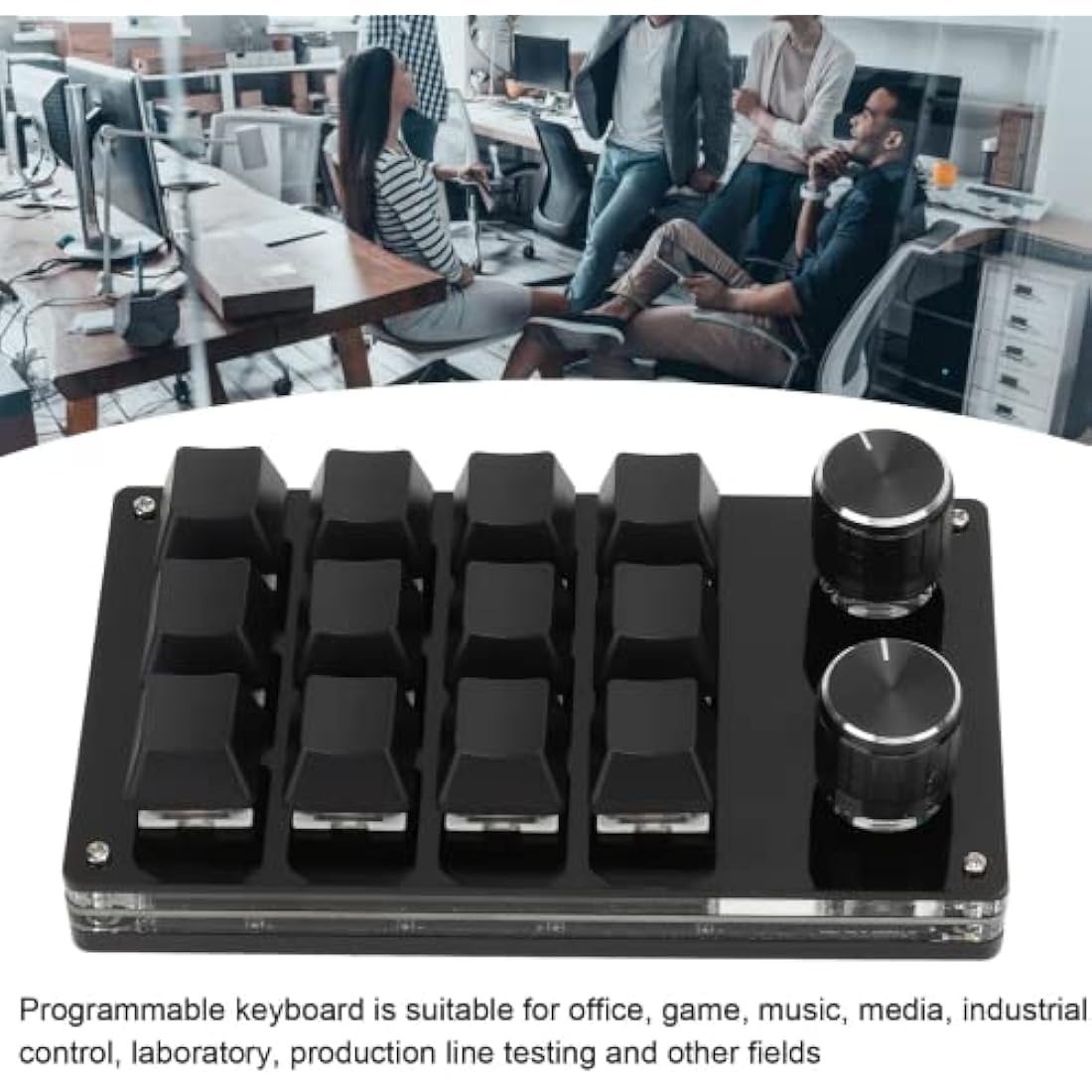 zalati 12-Key Programmable Mechanical Macro Pad with Knob - Black