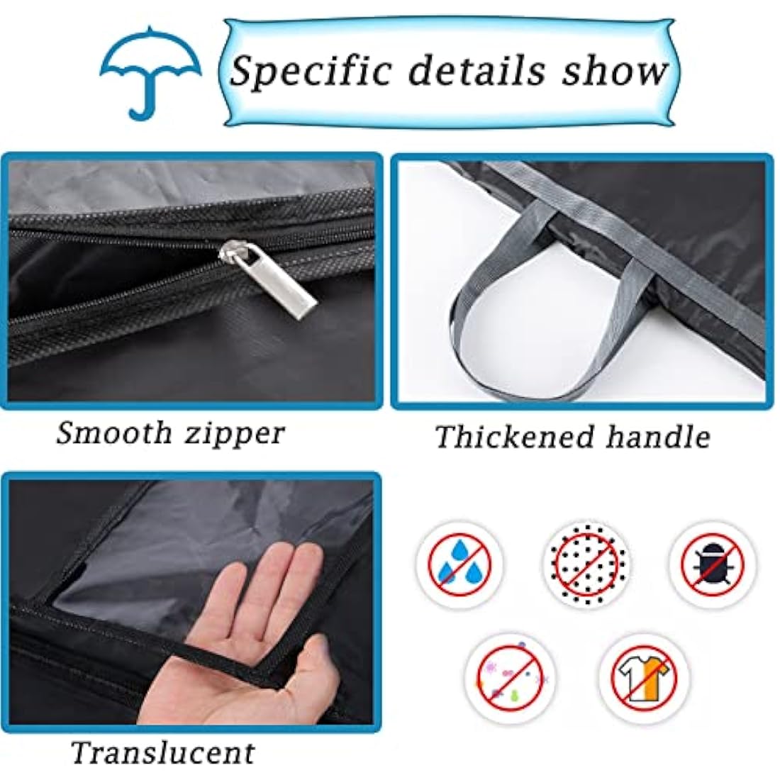 Jolof Store Long Garment Bag – Dustproof Moth Proof Coat Cover, 180cm
