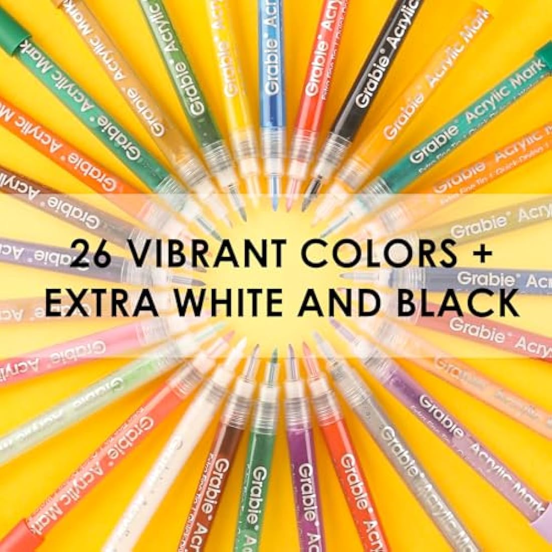 Grabie Acrylic Paint Pens | 28 Colors Extra Fine Tip Markers for Rock Painting
