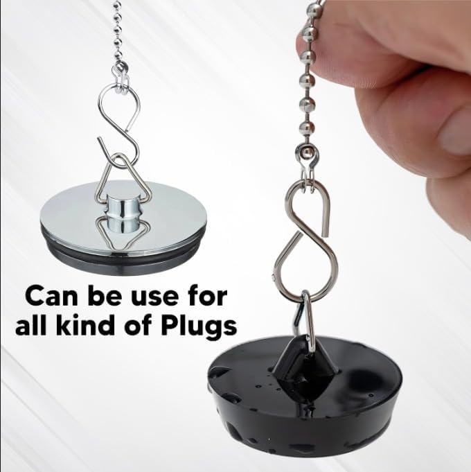 3PCS Bath Plug Chain For Bathroom Sink Plug Chain Replacement With S Shaped Hook 450mm 18inch - Stainless Steel Bath Chain Ball 3 - image 4