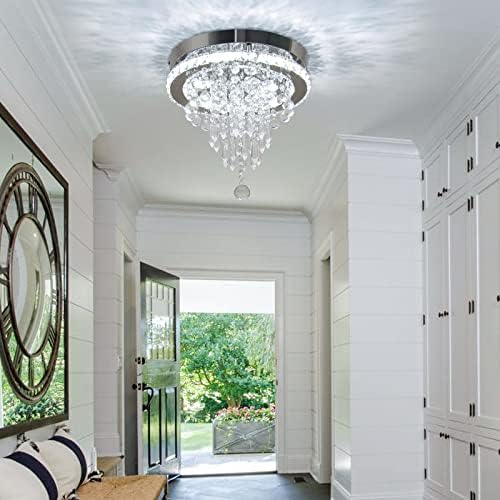 FRIXCHUR 11.8" Modern LED Crystal Chandelier – Cool White Flush Mount