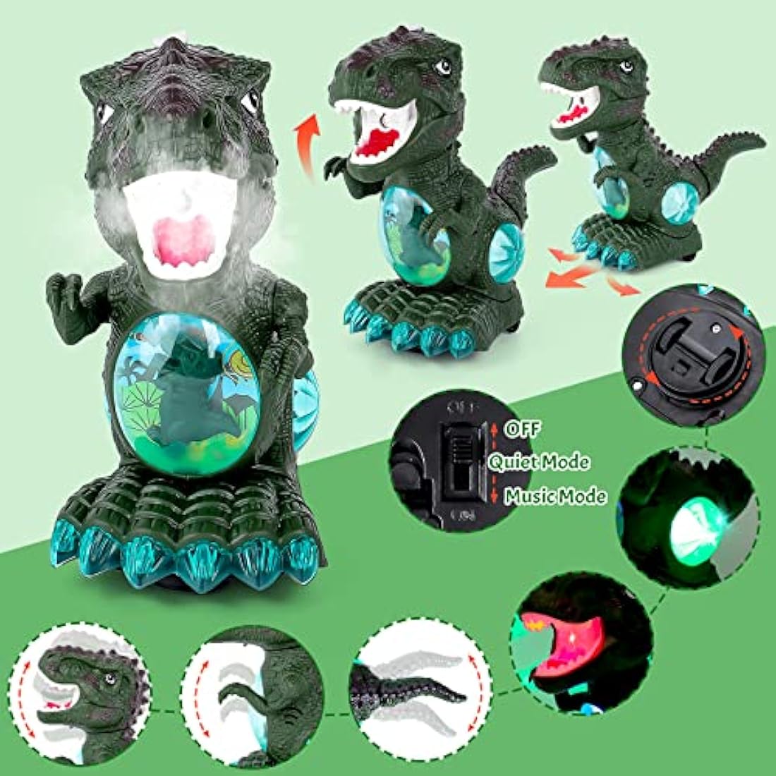 Jolof Store Walking Dinosaur Baby Toy | Musical Light Up Spray Toy