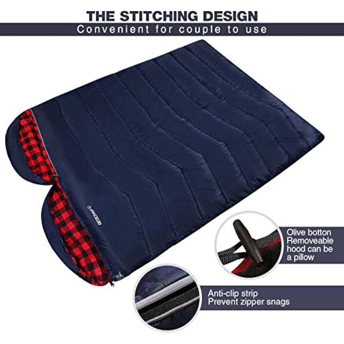 REDCAMP Cotton Flannel Sleeping Bag – 3-Season Adult Envelope Design
