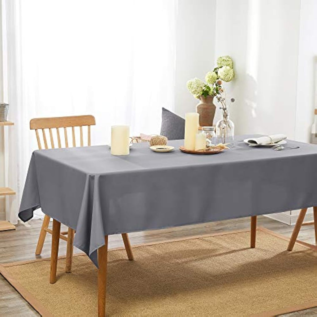 Deconovo Grey Oxford Tablecloth | Water Resistant Linen Look 140x240cm