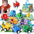 10-Piece Pull Back Dinosaur Toy Cars with Playmat & Bag