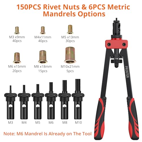 Proster 14" Rivet Nut Tool Kit – Heavy Duty Hand Riveter with 150 Nuts