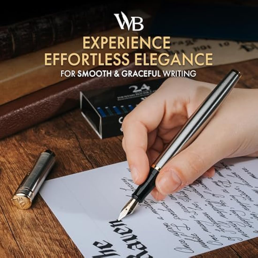 Wordsworth & Black Fountain Pen Set - 18K Gilded Broad Nib with Ink