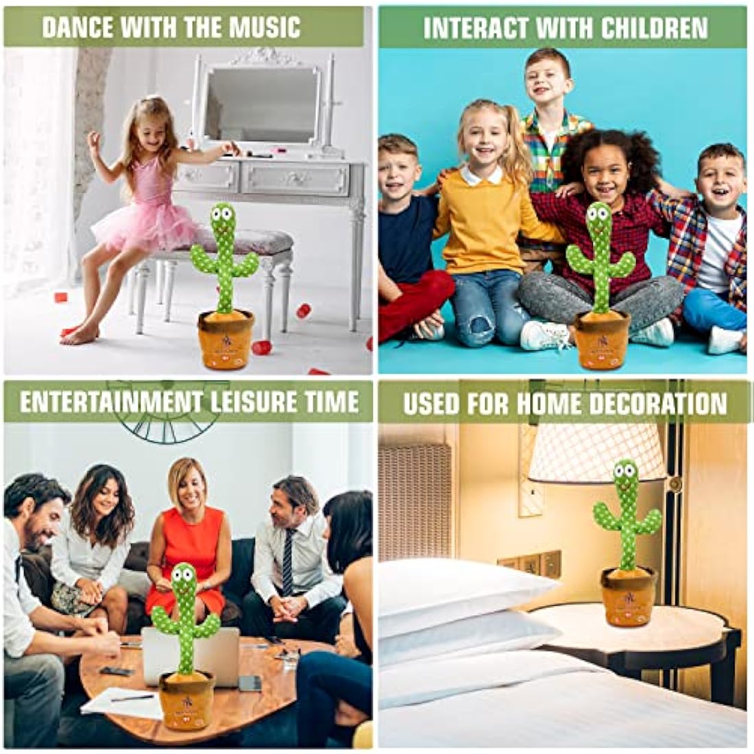 Ava's Toys Dancing Cactus | Volume Control Talking & Singing Plush Toy