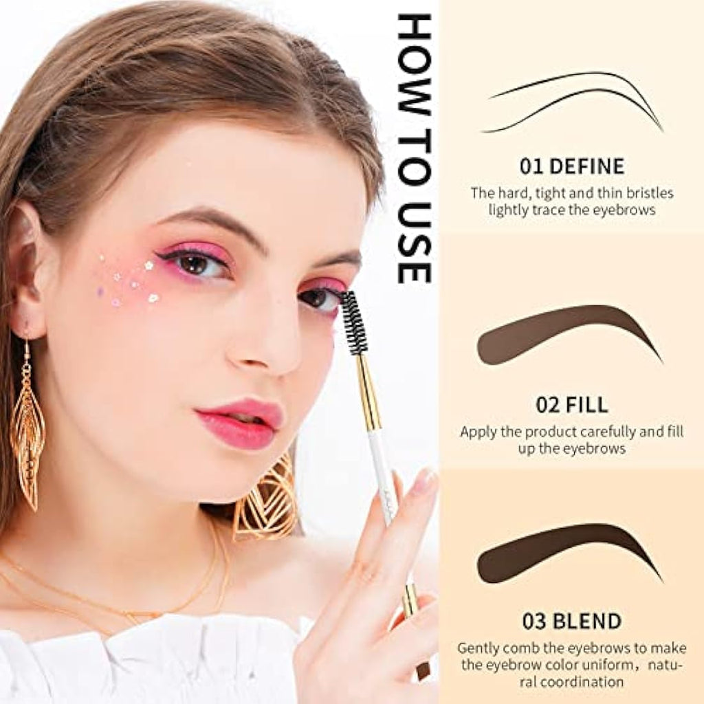 Docolor Dual-Ended Angled Eyebrow Brush and Spoolie – White Makeup Tool