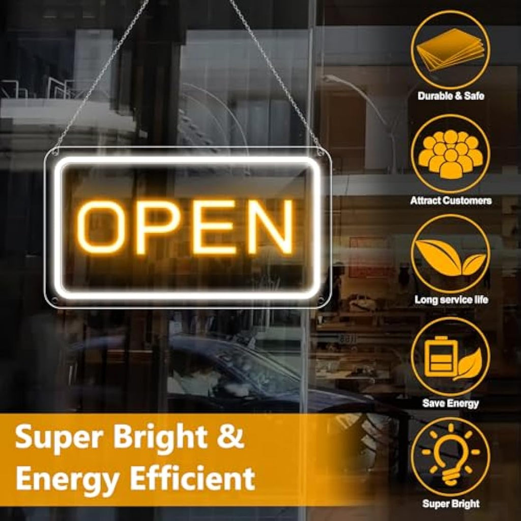 Jolof Store LED Neon Open Sign | 10-Level Dimmable USB Light for Business