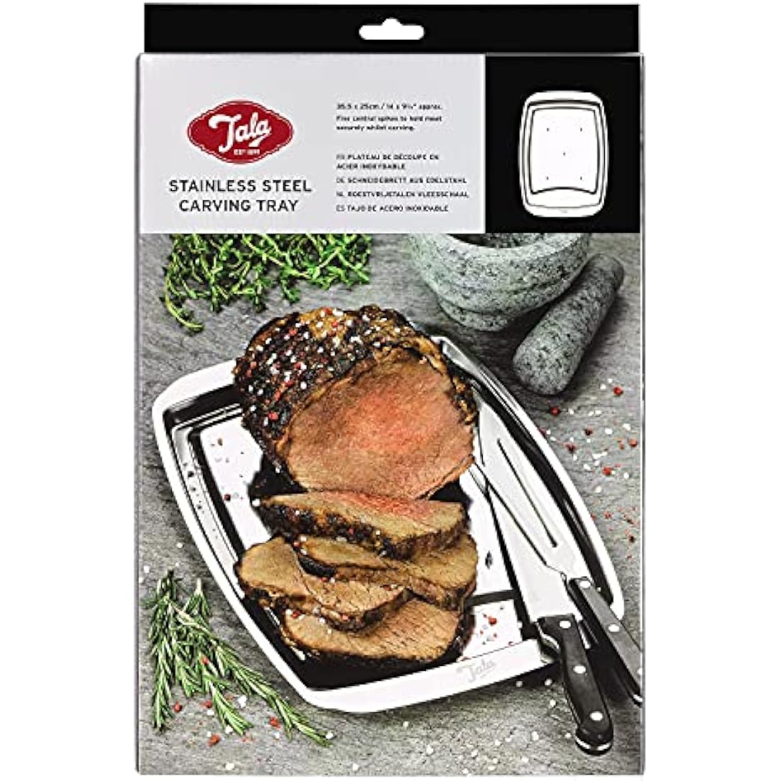 Tala Stainless Steel Carving Tray with Spikes for Meat – 35.5cm