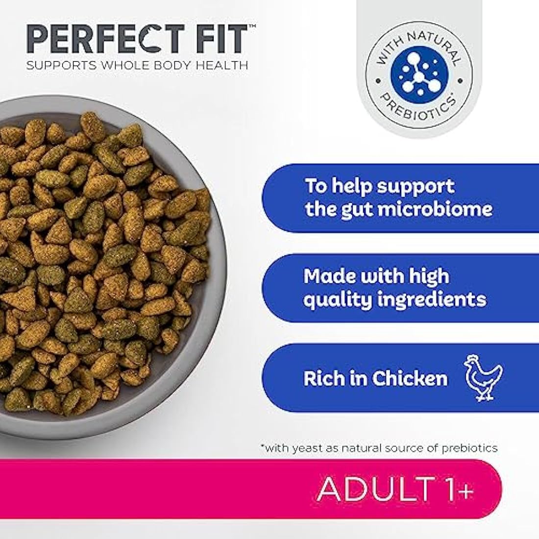 Perfect Fit Adult 1+ Dry Cat Food - Rich in Chicken - 4 x 750g Bags