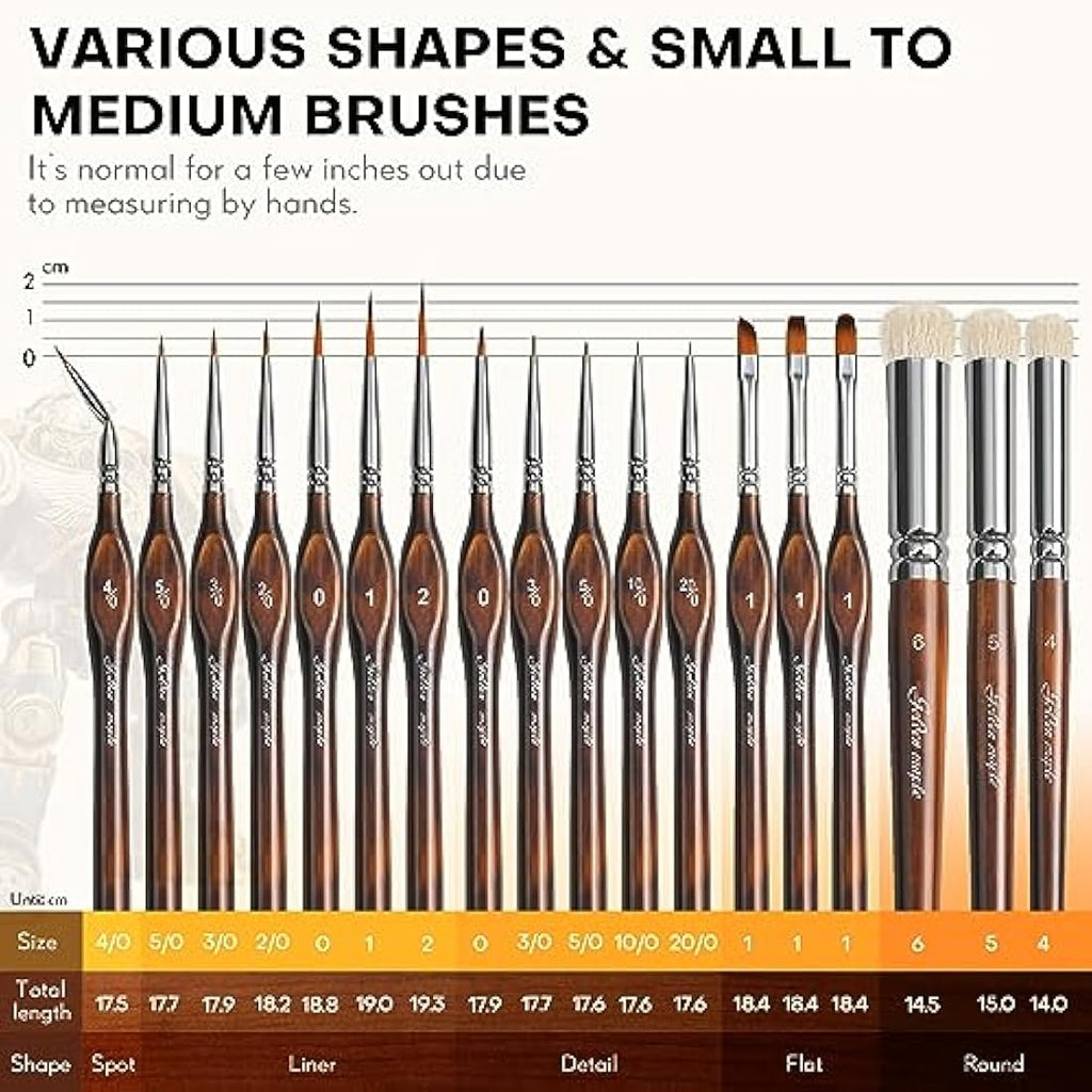 Golden Maple 18PCS Miniature Detail Paint Brush Set – Cocoa Brown
