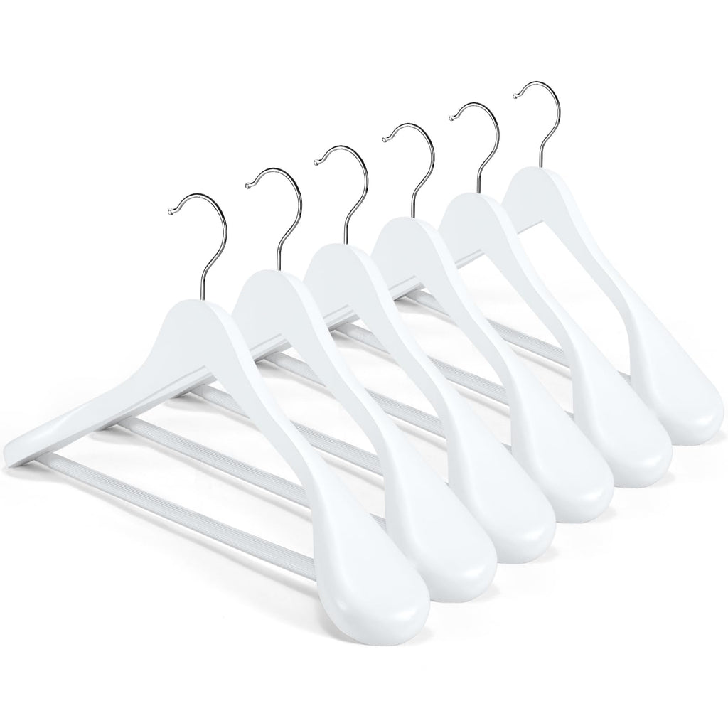 HOUSE DAY Wide Shoulder Wooden Suit Hangers with Non-Slip Pants Bar