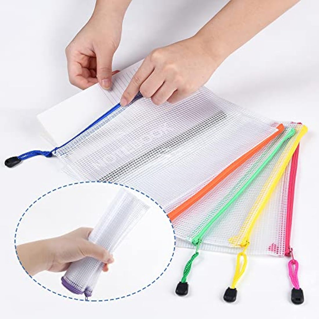 Vicloon A5 Mesh Document Wallets | 10Pcs Waterproof Zipper File Bags