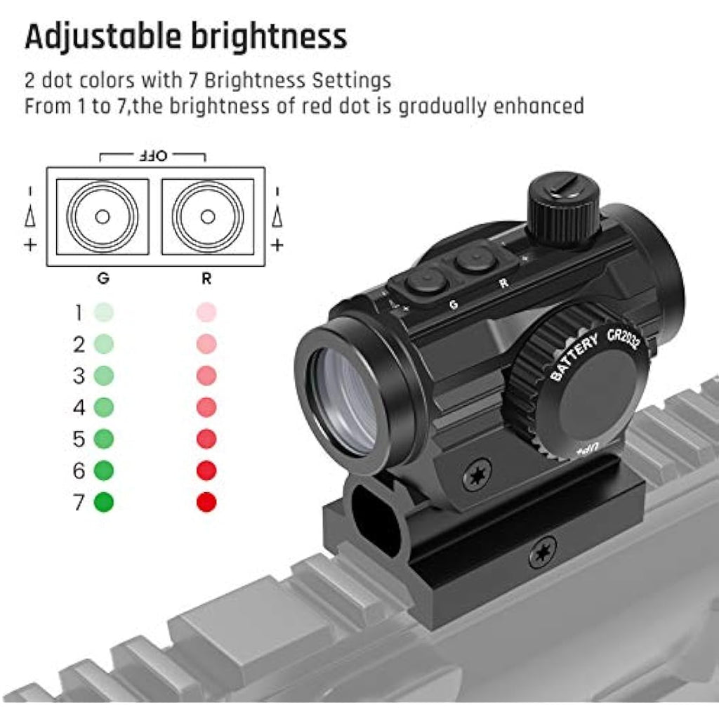 Feyachi RDS-25 Red Dot Sight | 4 MOA Dual Color Scope with Riser Mount