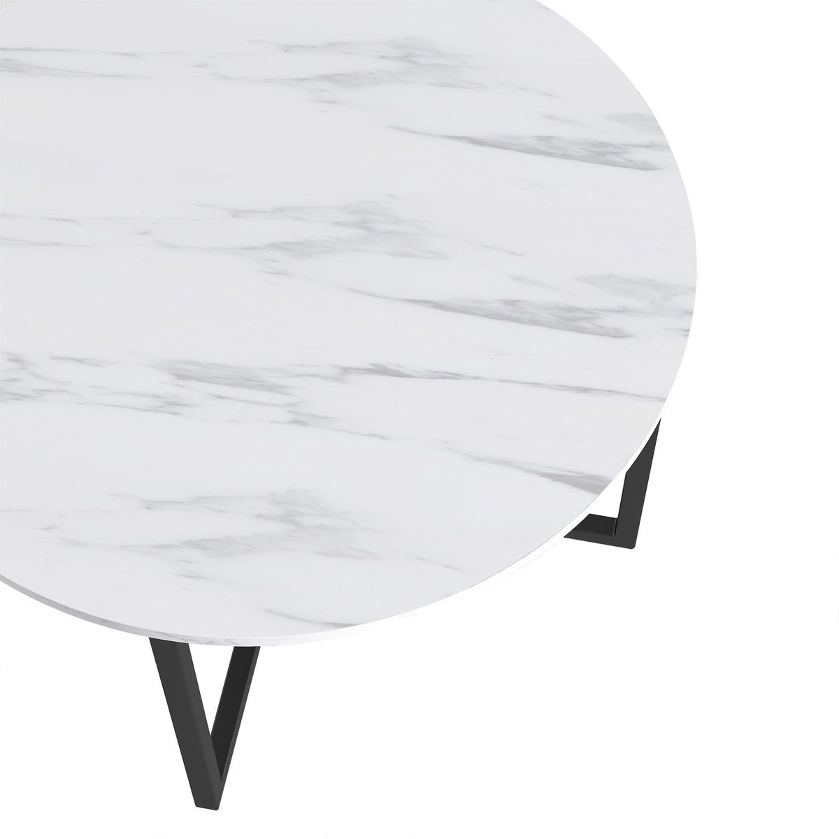 BOFENG Round Coffee Table Tea Table End Table Sofa Table for Living Room with Metal Legs,Black+White - image 4