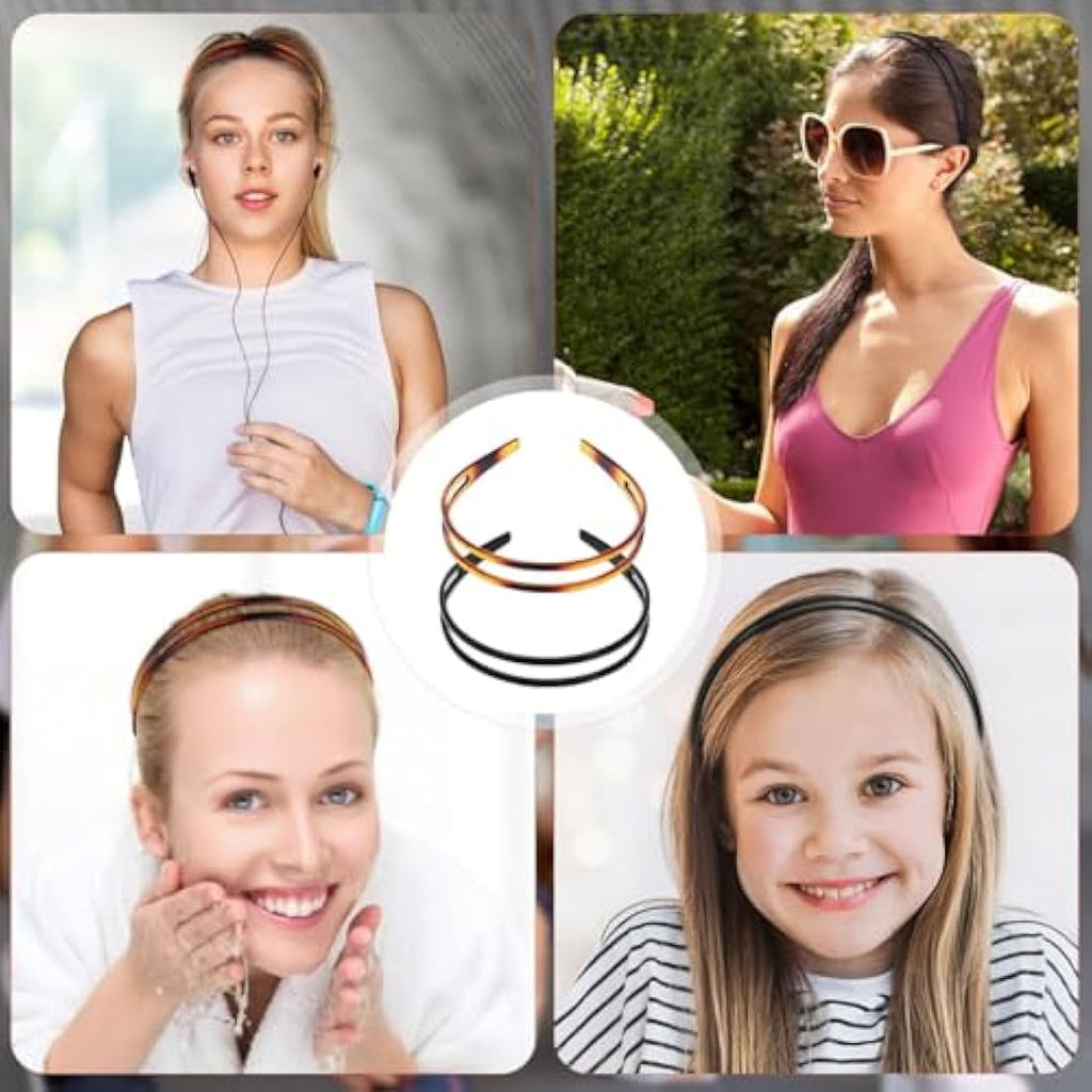Minkissy 2pcs Double Row Plastic Headband – Non-Slip Hair Hoops with Teeth