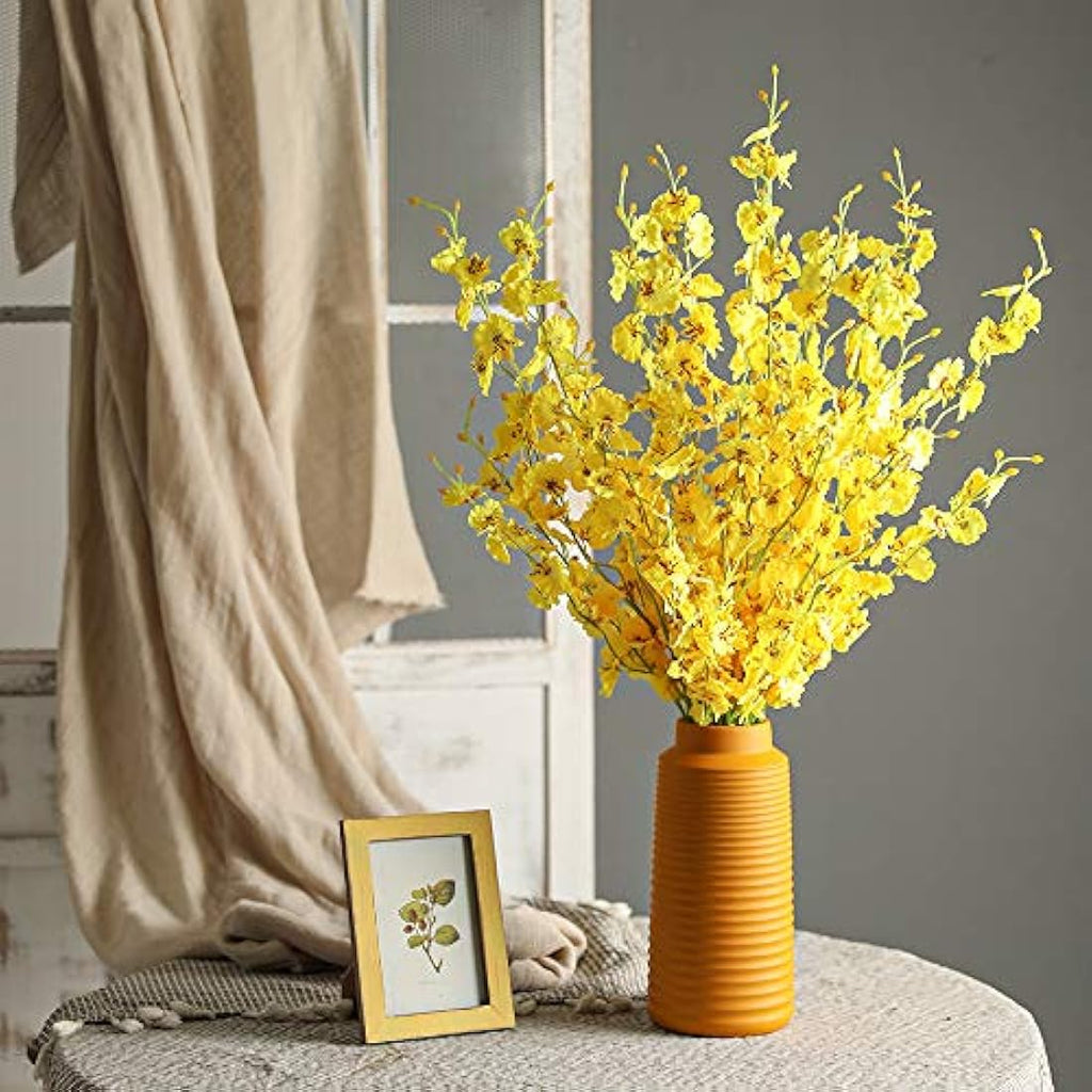 Kisflower 12Pcs Yellow Artificial Dancing Lady Orchids for Home Decor