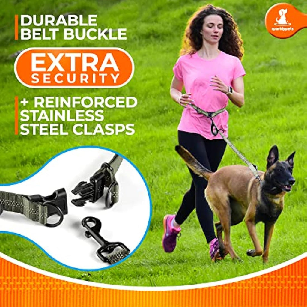 SparklyPets Hands-Free Dog Lead – Reflective Bungee Leash for Large Dogs