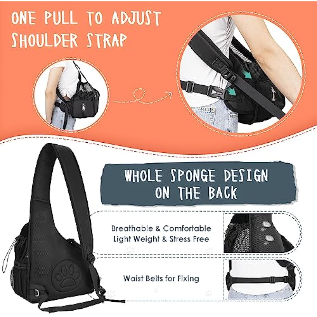 Eyein Pet Sling Carrier – Small Dog & Cat Travel Bag with Hard Bottom