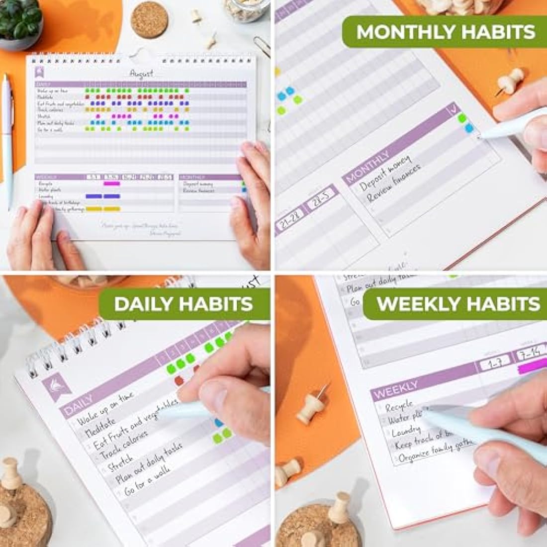 Clever Fox Habit Calendar – 24-Month Goal Planner & Tracker, Black