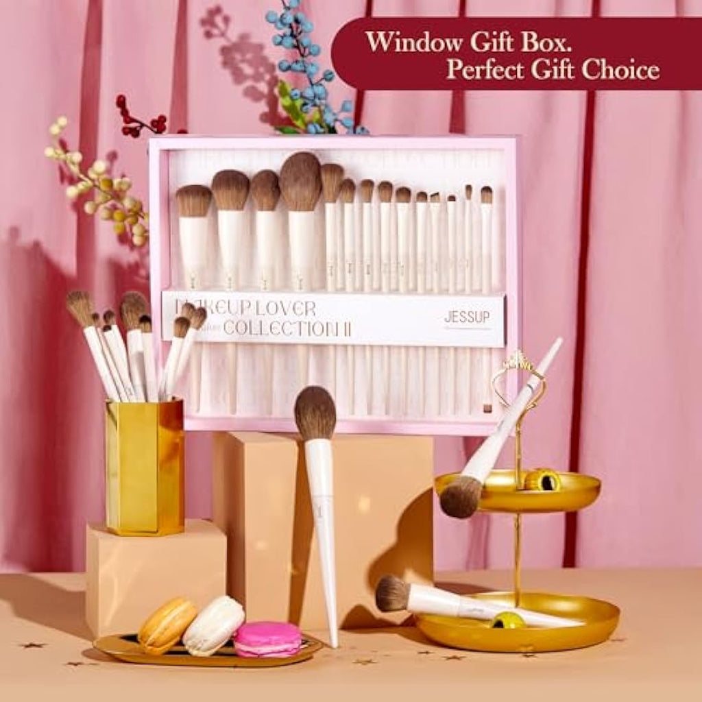Jessup 14Pcs Makeup Brush Set | Premium Synthetic Kit with Gift Box