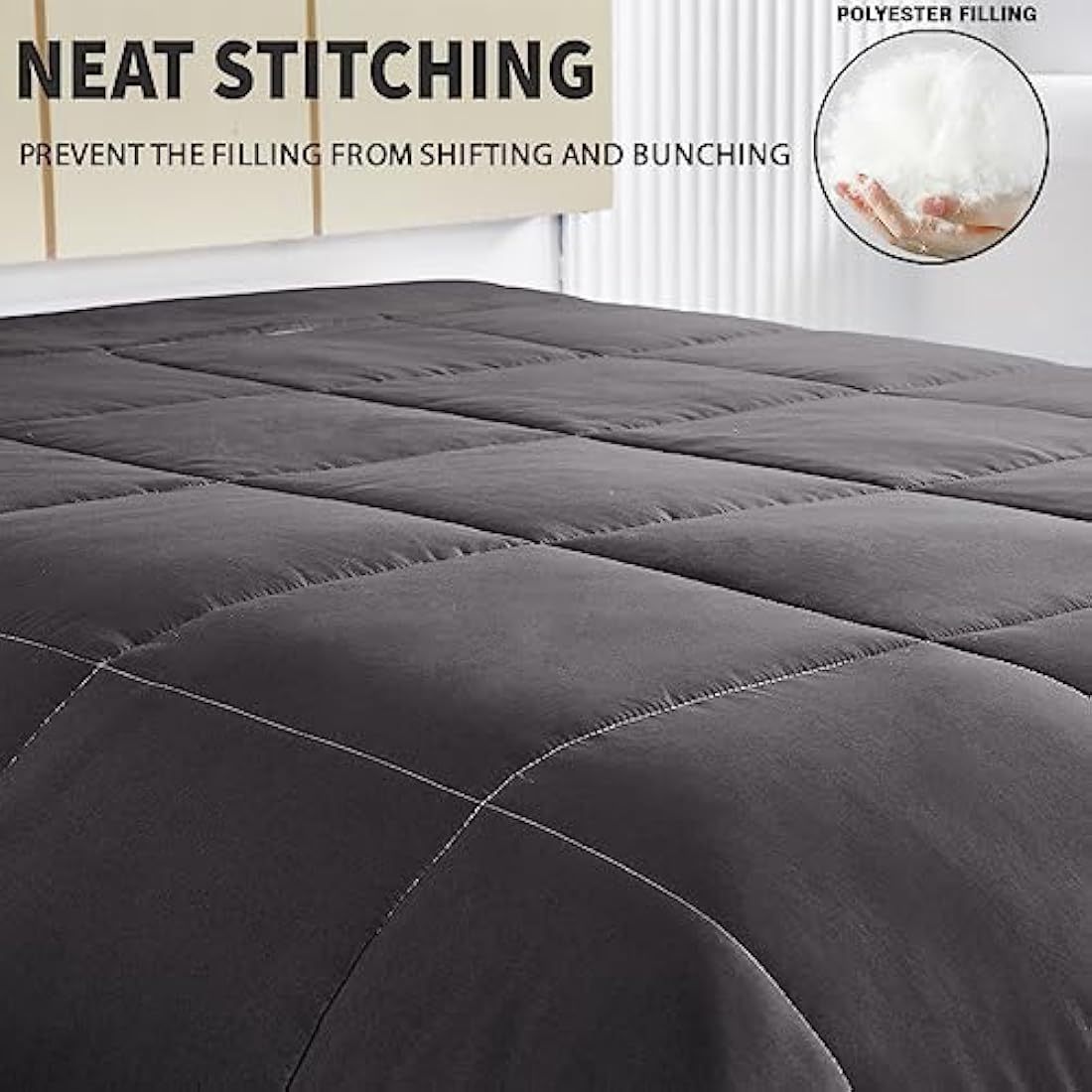 Jolof Store King Size Duvet – All Seasons Microfiber Comforter, Grey