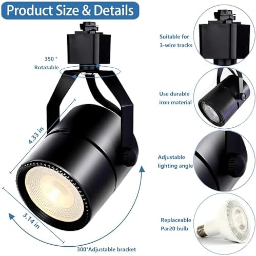 Bravsekai LED Track Lighting Kit | 6-Light H-Type PAR20 3000K Warm White