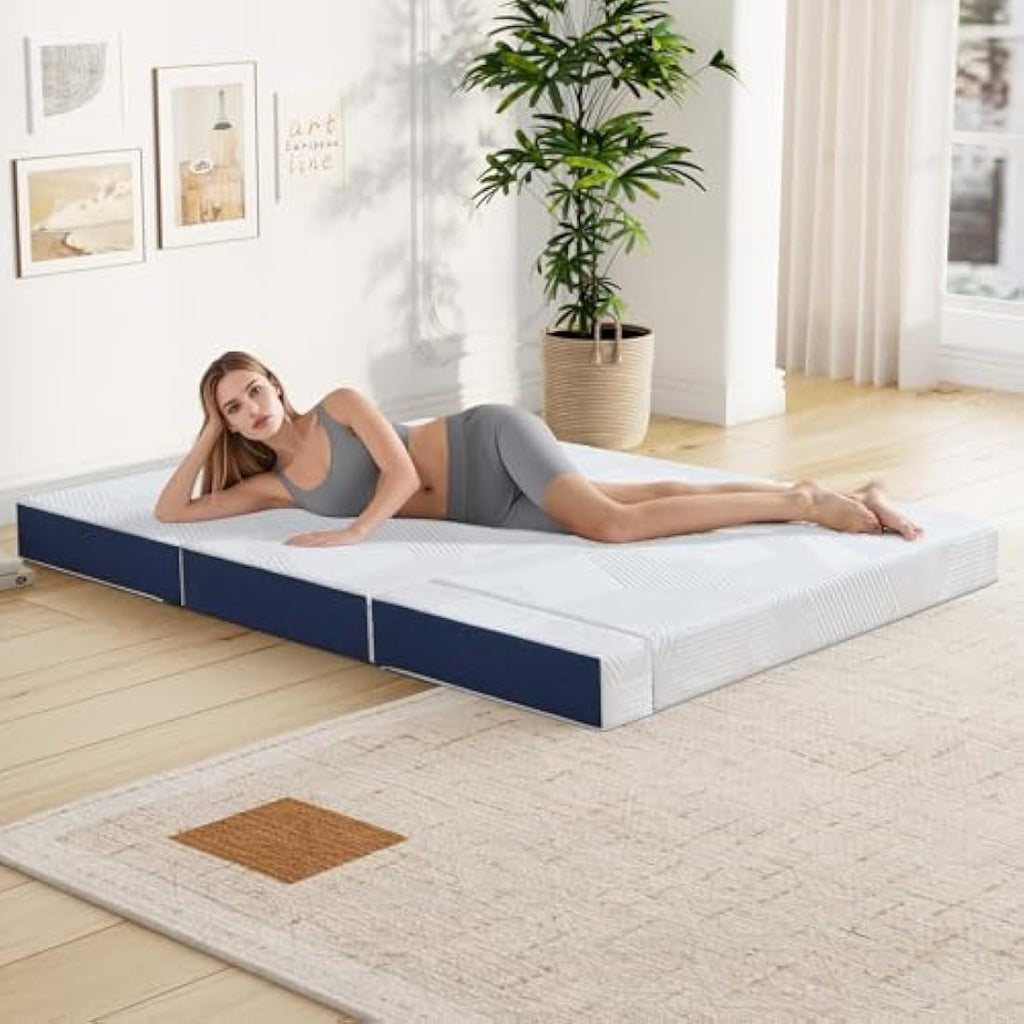 Hiimgo Tri-Fold Memory Foam Mattress - 15cm Single Portable Guest Bed