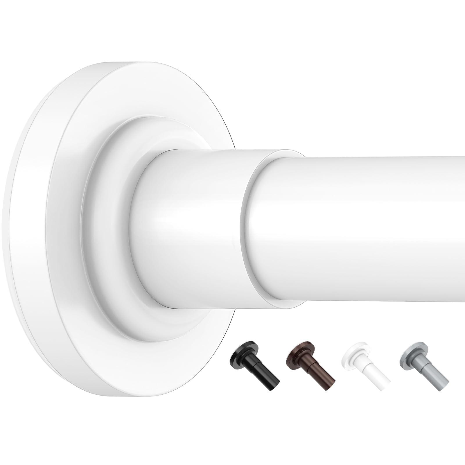 Yeabett Extendable Tension Curtain Rod – No Drill Stainless Steel, White