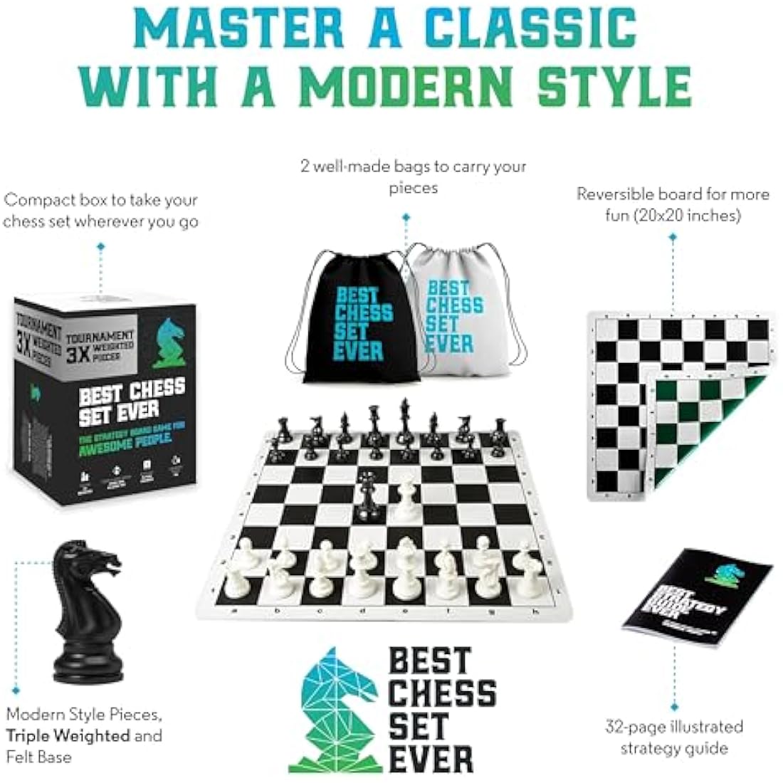 Jolof Store Tournament Chess Set – Triple Weighted Staunton Silicone Board