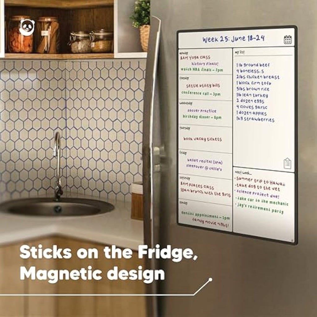 Smart Panda A3 Magnetic Fridge Calendar - Weekly Meal Planner Whiteboard