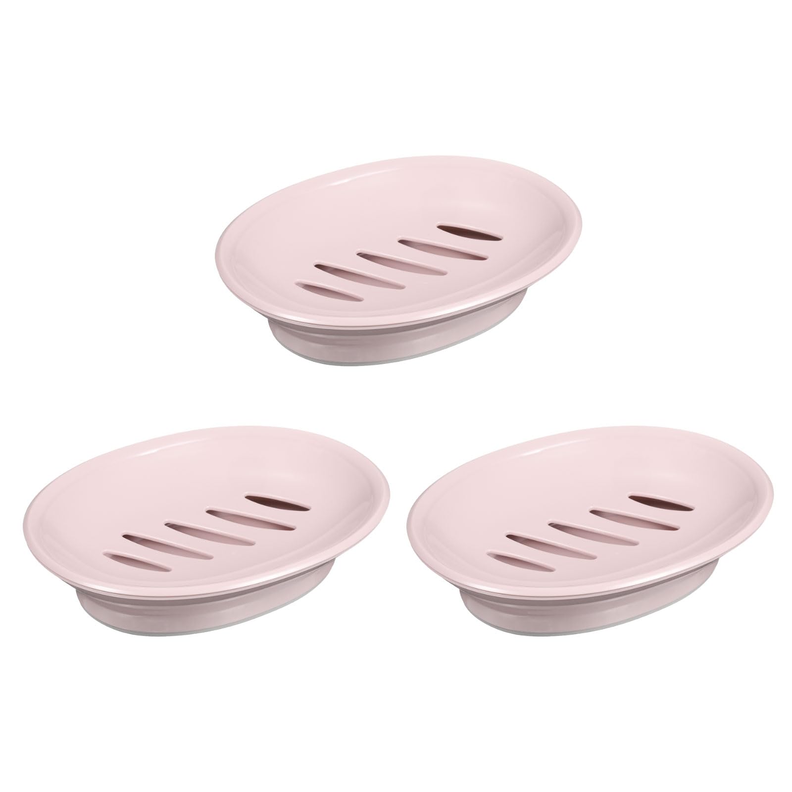 Plastic Soap Dish – 3Pcs Double Layer Drainage Holder, Pink