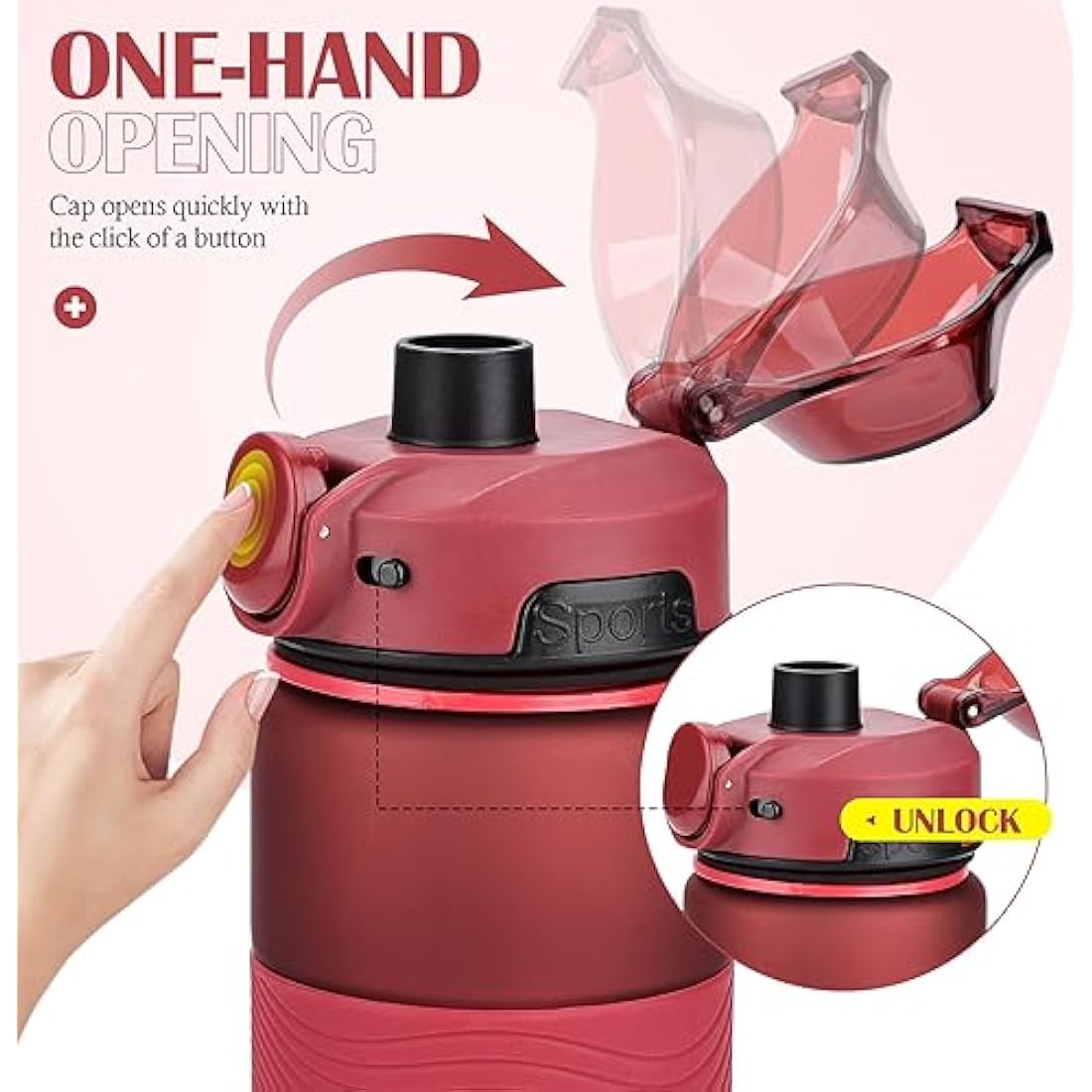 CodiCile 1L Sports Water Bottle – BPA Free Leak Proof Gym Bottle, Red