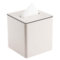 KINGFOM White PU Leather Tissue Box Cover – Square Decorative Holder